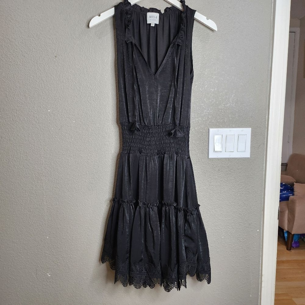 Revolve Misa Lilian Dress In Coal Black